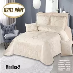 روتختی مخمل شانل white homeمدل Monika دونفره 8 تکه رنگ بژ