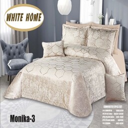 روتختی مخمل شانل white homeمدل Monika دونفره 8 تکه رنگ کرم