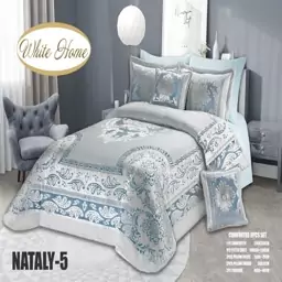 روتختی مخمل شانل white homeمدل Nataly دونفره 8 تکه رنگ نقره آبی 