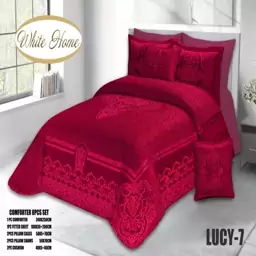 روتختی مخمل شانل white homeمدل Lucy دونفره 8 تکه رنگ قرمز