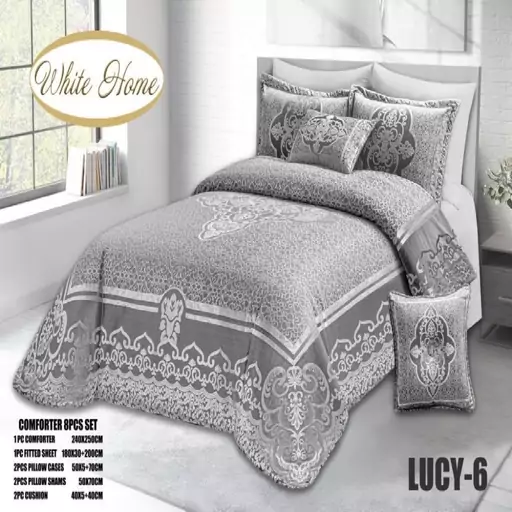 روتختی مخمل شانل white homeمدل Lucy دونفره 8 تکه رنگ قرمز