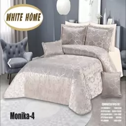 روتختی مخمل شانل white homeمدل Monika دونفره 8 تکه رنگ نقره آبی