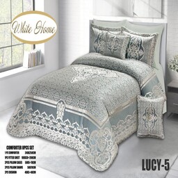 روتختی مخمل شانل white homeمدل Lucy دونفره 8 تکه رنگ نقره آبی 