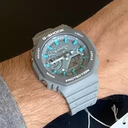 ساعت  مچی جی شاک GA2100 طوسی تیفانی های کپی(جیشاک GShock) تنظیم اتوماتیک با پایتخت کشورها ، اتولایت اتوماتیک