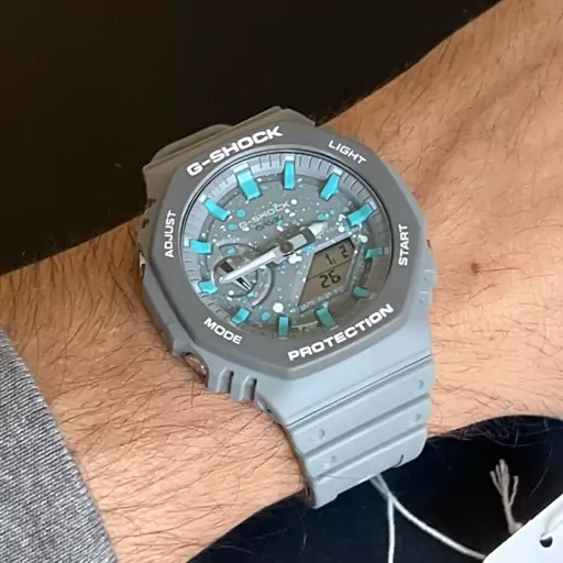 ساعت  مچی جی شاک GA2100 طوسی تیفانی های کپی(جیشاک GShock) تنظیم اتوماتیک با پایتخت کشورها ، اتولایت اتوماتیک