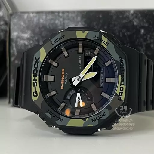 ساعت مچی کاسیو جی شاک مدل GA-2100SU-1AER تمام فول(جیشاک GShock) تنظیم اتوماتیک با پایتخت کشورها ، اتولایت اتوماتیک