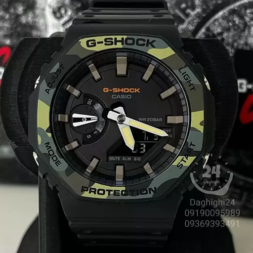 ساعت مچی کاسیو جی شاک مدل GA-2100SU-1AER تمام فول(جیشاک GShock) تنظیم اتوماتیک با پایتخت کشورها ، اتولایت اتوماتیک