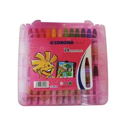 پاستل روغنی (مداد شمعی) 24 رنگ کرونا corona - جعبه کیفی طلقی- آبی و صورتی