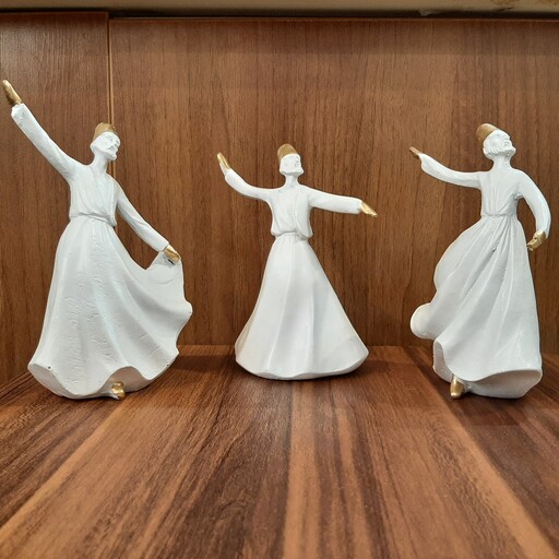 مجسمه دکوری رقص سماع سفید سه تایی پلی استری