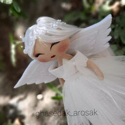 عروسک فرشته  با لباس سفید و با موهای خاص  مناسب هدیه دادن ب عزیزانتون