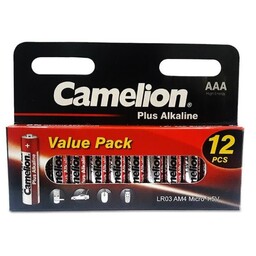 باتری نیم قلمی کملیون پلاس آلکالاین Plus Alkaline کارتی بسته 12 تایی (عمده و خرده)