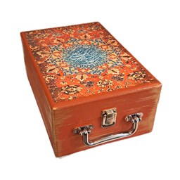 جعبه هدیه مدل چمدان چوبی طرح قالی سنتی