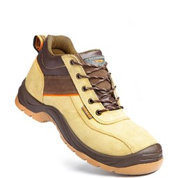 کفش ایمنی ساتر  مدل ولف خاکی رویه چرم جیر طبیعی سرپنجه فولادی زیره دولایه
