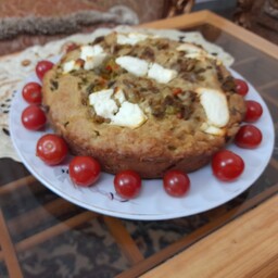 کیک سبزیجات پیتزایی  ایتالیایی با پنیر فتا ،سالم،خوشمزه ورژیمی، تازه پخت ،تهیه توسط بنده صاحب غرفه خانه شیرینی 
