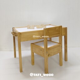 میز و  یک صندلی کودک طرح آیکیا ( سایز کوچک، مناسب برای 3 تا 7 سال) ، با آویز  کنار میز، هزینه ارسال پس کرایه 