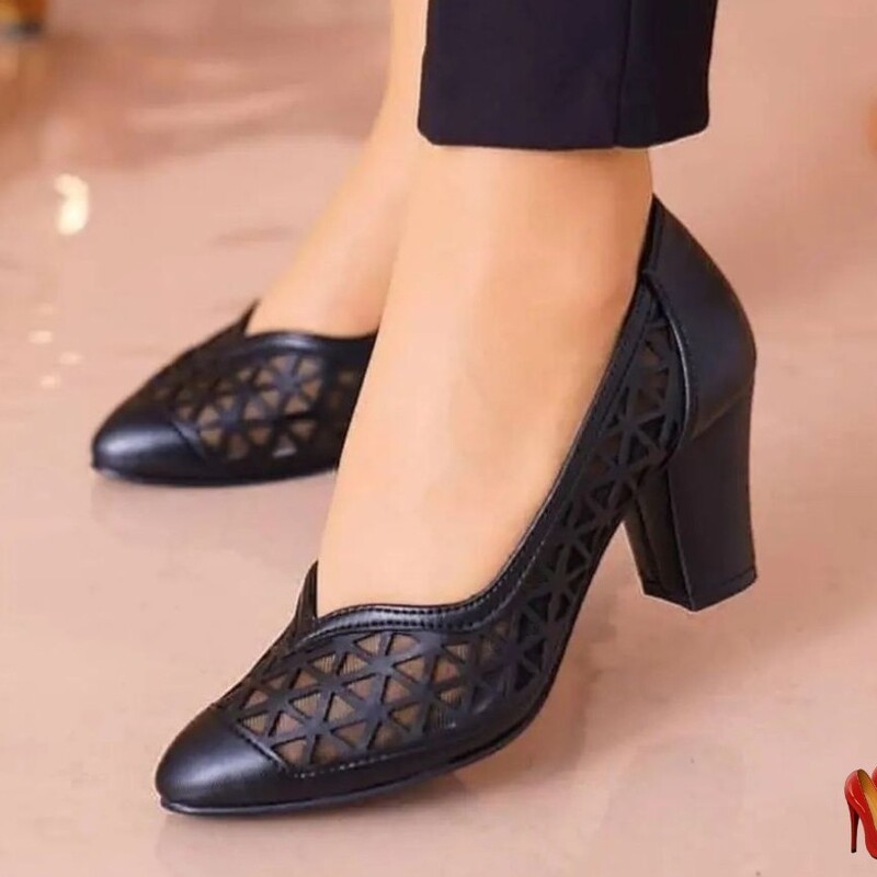 کفش مجلسی زنانه کفش پاشنه دار مدل لودشگا تمام لیزر پاشنه 7سایزبندی36تا41رنگ مشکی پرفروش