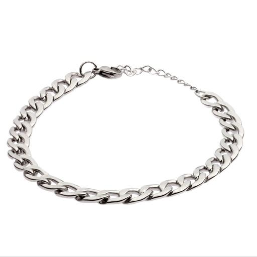 دستبند مردانه  زنجیری -  استیل - مدل TBR-109 - نقره ای