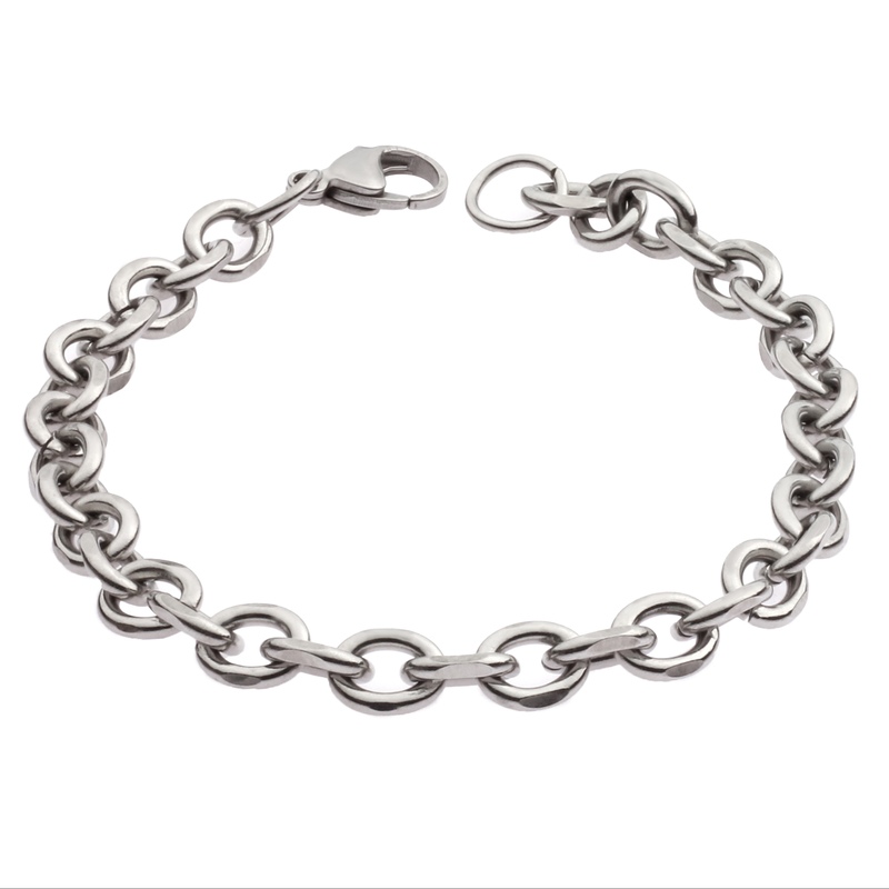 دستبند  زنانه ومردانه  زنجیری -  استیل - مدل TBR-95 - نقره ای