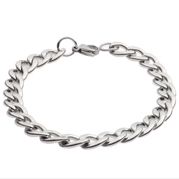 دستبند  زنانه ومردانه  زنجیری -  استیل - مدل TBR-110 - نقره ای