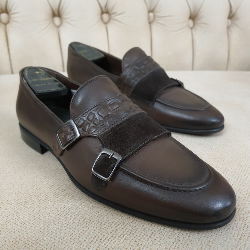 کفش ترک تمام چرم مردانه  برند جنتون ترکیه سایز  41 رنگ قهوه ای کد416 ( تک سایز )