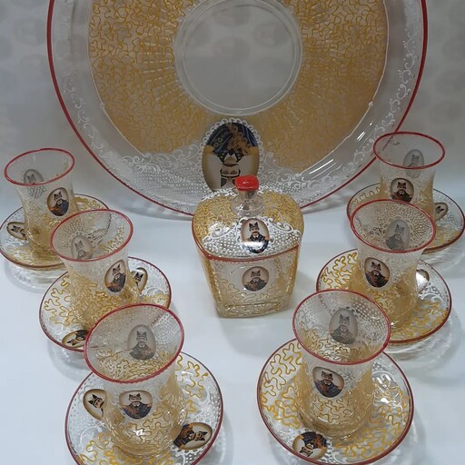 سرویس 15 پارچه چای خوری  طرح  مورچه ای در رنگهای مختلف قابل شستشو  حتی در ظرفشویی  رنگ ثابت  