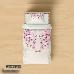 روتختی دونفره جدید و شیک سه بعدی طرح ریسه شکوفه و برگ ساده زمینه سفید  مناسب عروس (برای تخت با عرض160) 