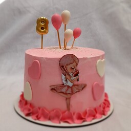  کیک تولد  دخترانه 1.5کیلویی با تزیینات فوندات و چاپ 