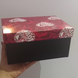 جعبه سایز ا ابعاد داخل توضیحات ذکر شده  بدنه سیاه درب قرمز جعبه کادو باکس هدیه باکس کادویی جعبه هدیه