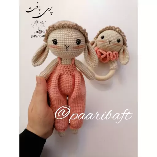 ست سیسمونی بافتنی بره لونا  عروسک جغجغه  پری بافت