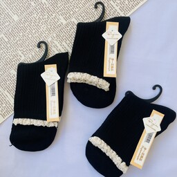 جوراب لب گیپوری ساقدار زنانه مشکی وارداتی ضخیم مناسب زمستان