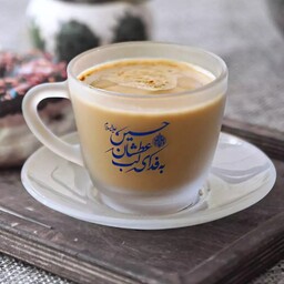فنجان یخی به همراه نعلبکی طرح به فدای لب عطشان حسین علیه السلام
