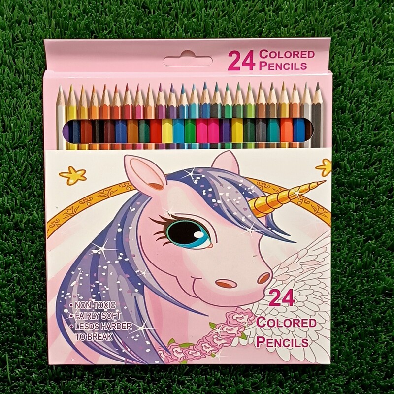 مداد رنگی 24 رنگ چوبی طرح یونیکورن جذاب و دوست داشتنی مداد رنگی چوبی مداد رنگی فانتزی  مدادرنگی لوازم تحریر فانتزی 
