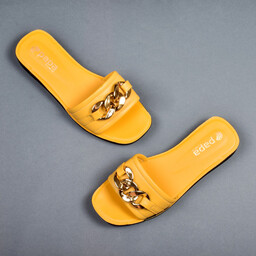 دمپایی سگک طلایی زنانه پاپا مدل 278789 رنگ خردلی سایز37تا41