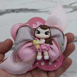 گل سر دخترانه زنانه عروسک پیکسل دار بستنی دستساز اکسسوری مو گیره فلزی پاپیون