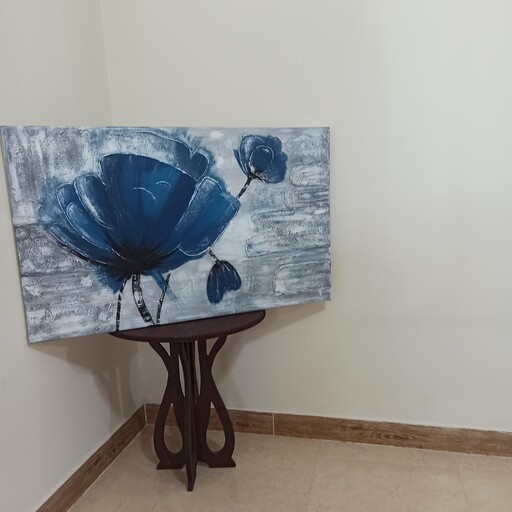 تابلو نقاشی  گل آبی  برجسته شده 