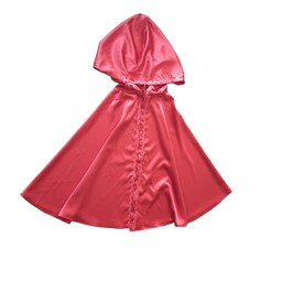 شنل عروس ساتن مدل کلوش کلاه دار قرمز  مناسب برای حنابندان