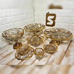 سرویس 25 پارچه شامپاینی لب طلا بوگاتی با پایه بلور