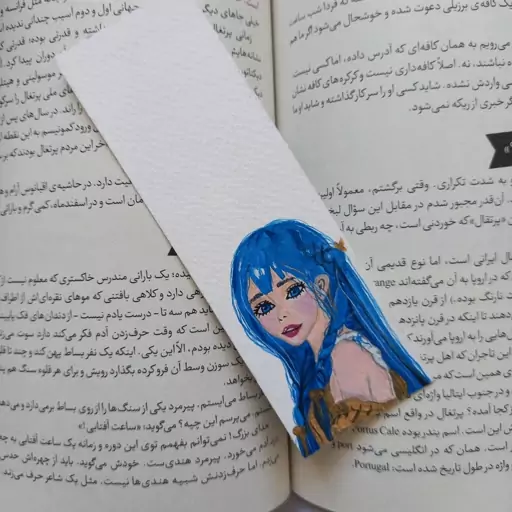 بوک مارک یا نشانگر مقوایی نقاشی شده با آبرنگ طرح دختر  مناسب برای نشانه گذاری صفحه کتاب و هدیه دادن 