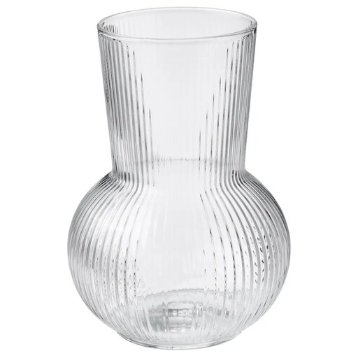 گلدان شیشه ای آیکیا مدل PADRAG CLEAR GLASS، شماره محصول  104.709.91، ارتفاع 17cm