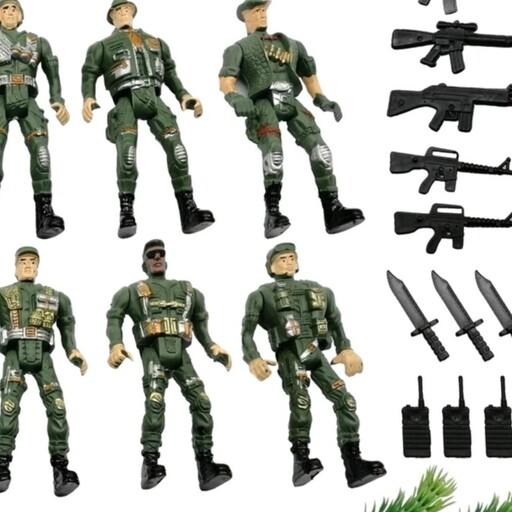 اسباب بازی جنگی طرح سرباز با اسلحه مهمات بسته 6 عددی اصلی