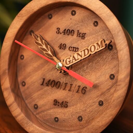 ساعت رومیزی  چوبی طرح ثبت خاطره با نمایشگر عقربه ای 