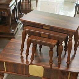 جلو مبلی و میز عسلی کشودار چوبی مدل فلورا سری چهار عددی 