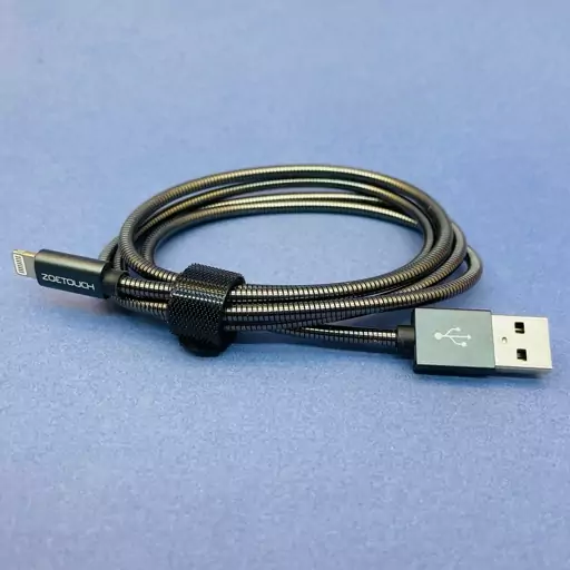 کابل شارژ آیفون روکش فلزی فنری 1 متری مدل Lightning cable ZOETOUCH