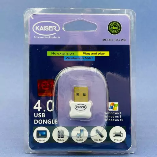 بلوتوث کامپیوتر کایزر ( دانگل بلوتوث ) مدل KAISER BLUETOOTH USB DONGLE BTK265