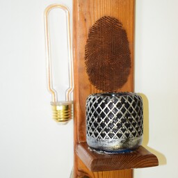 چراغ دیواری چوبی روستیک آسان نصب برای لامپ ادیسونی و نئونی حکاکی دلخواه اثر انگشت 