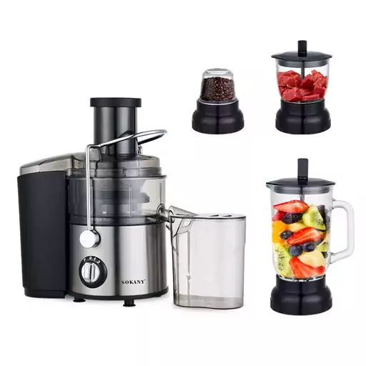 ابمیوه گیری و همزن گوشت کوب و مخلوط کن 4 در 1 برند سوکانی مدل sk 4009