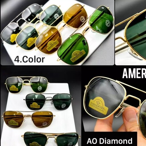 عینک ao شیشه سنگ UV400 ضدخش رنگ بندی کامل