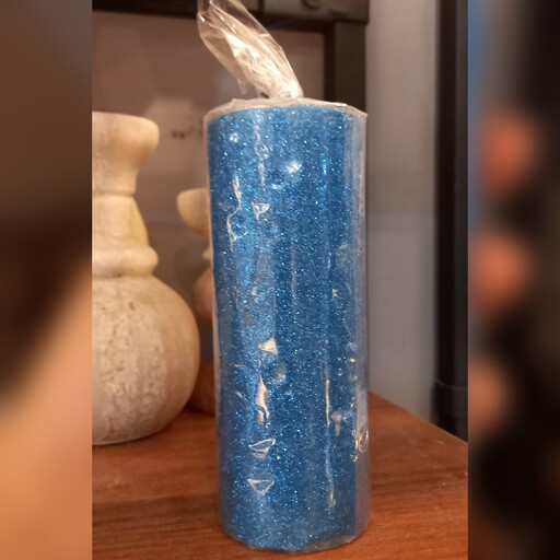 شمع اکلیلی استوانه ای رنگ آبی سایز بزرگ