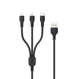 کابل تبدیل USB به لایتنینگ USB-C microUSB دنمن مدل MAX FOR 1 IN 3 PLUS طول 1 متر

