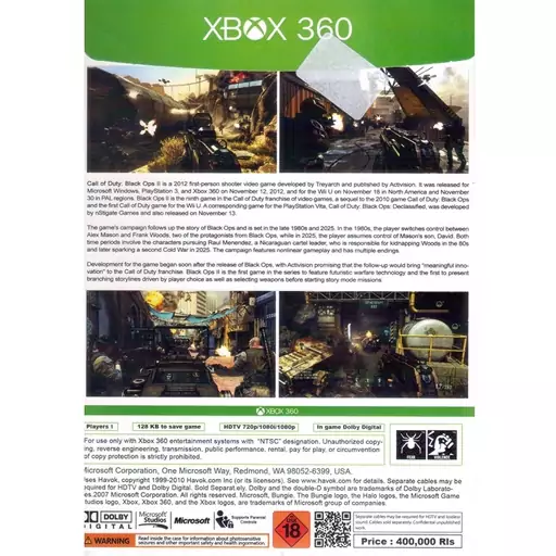 بازی ایکس باکس CALL OF DUTY BLACK OPS2 XBOX 360